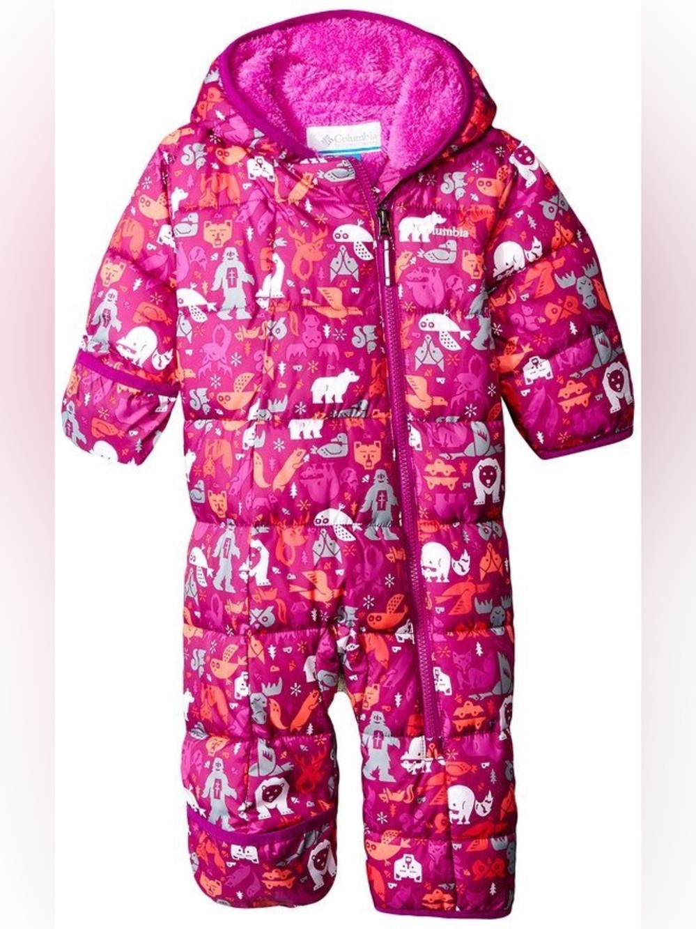 Columbia Purple & Pink Animal-Print Infant Snowsuit Bunting